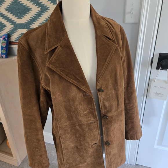Wilsons Leather Tan Suede Leather Jacket Coat Size Large - Picture 2 of 9